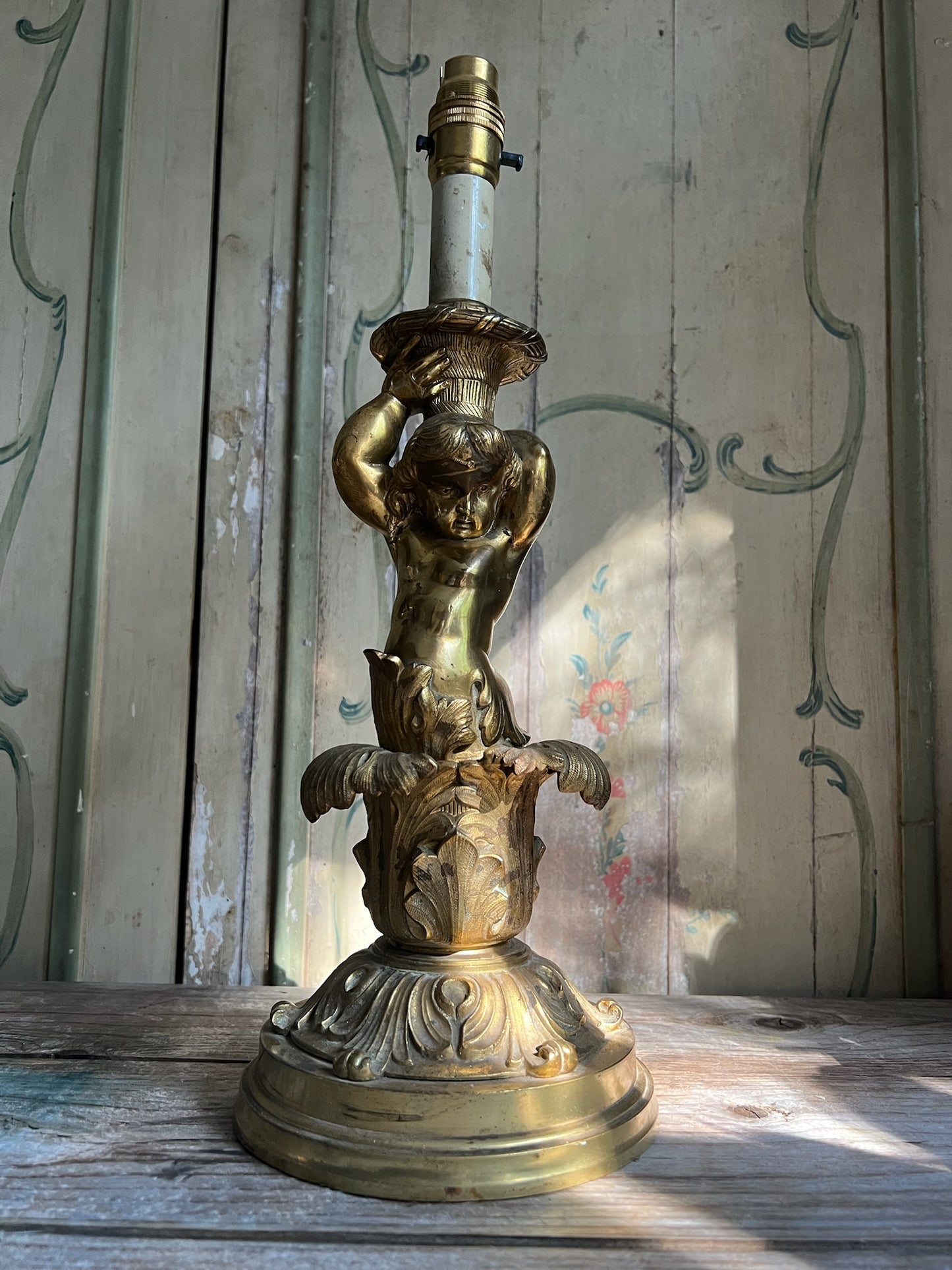 Solid Brass Cherub Lamp Base