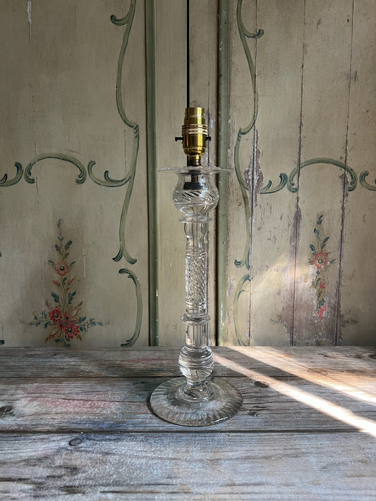 Victorian Cut Glass Candlestick Lamp Base