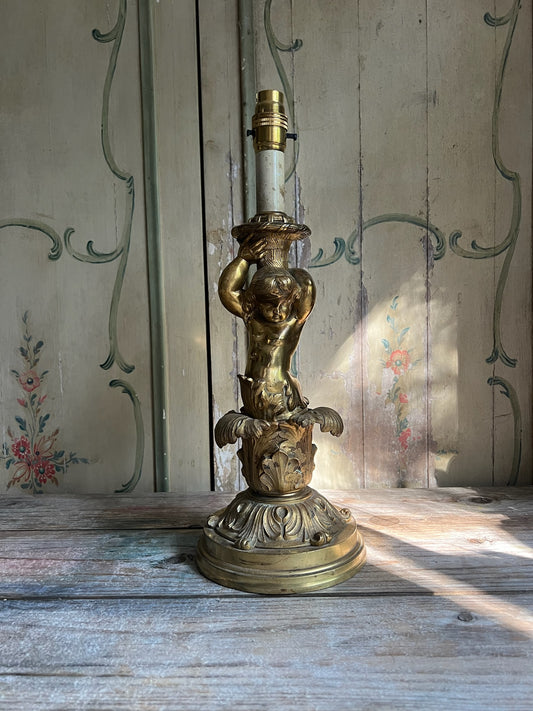Solid Brass Cherub Lamp Base