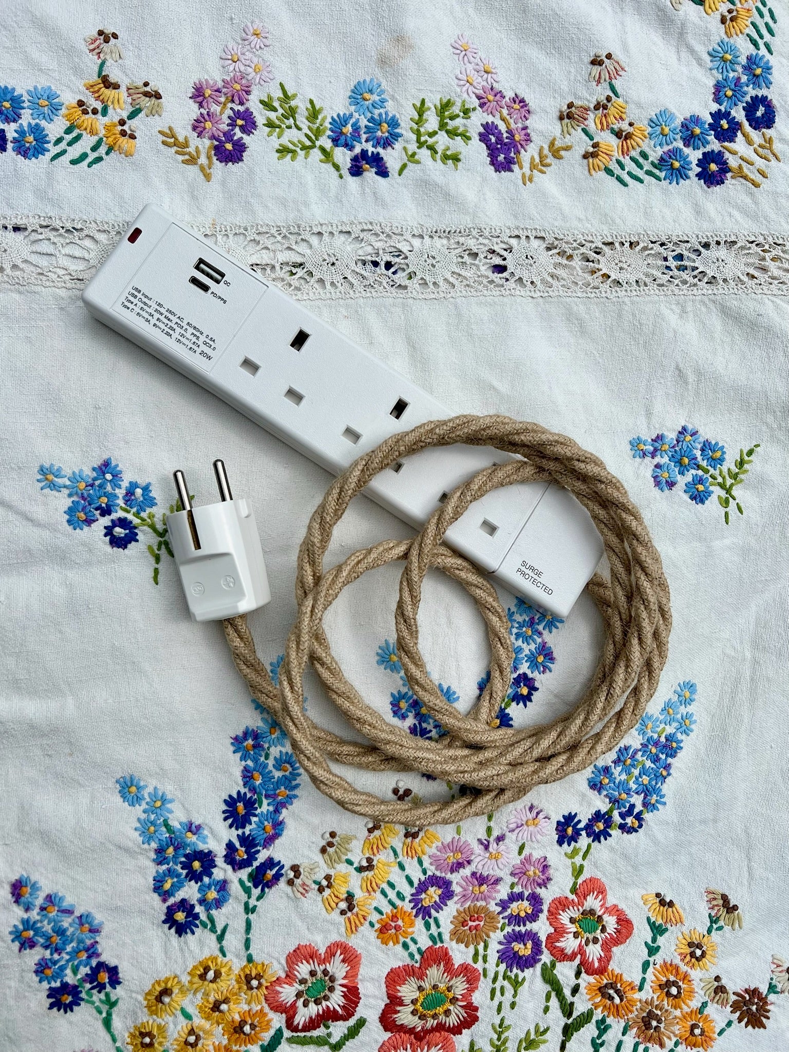 Lola's Leads EU Travel Adaptor in White USB 3 Sockets