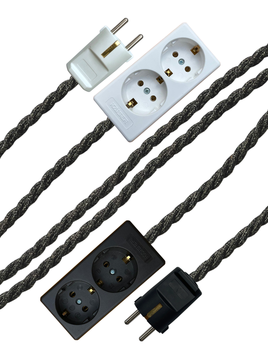 Anthracite Linen - Lola's Leads EU Fabric Extension Cable