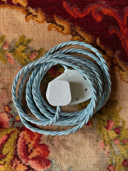 Lola's Leads - Powder Blue 3m | Coloured Fabric Extension Cable