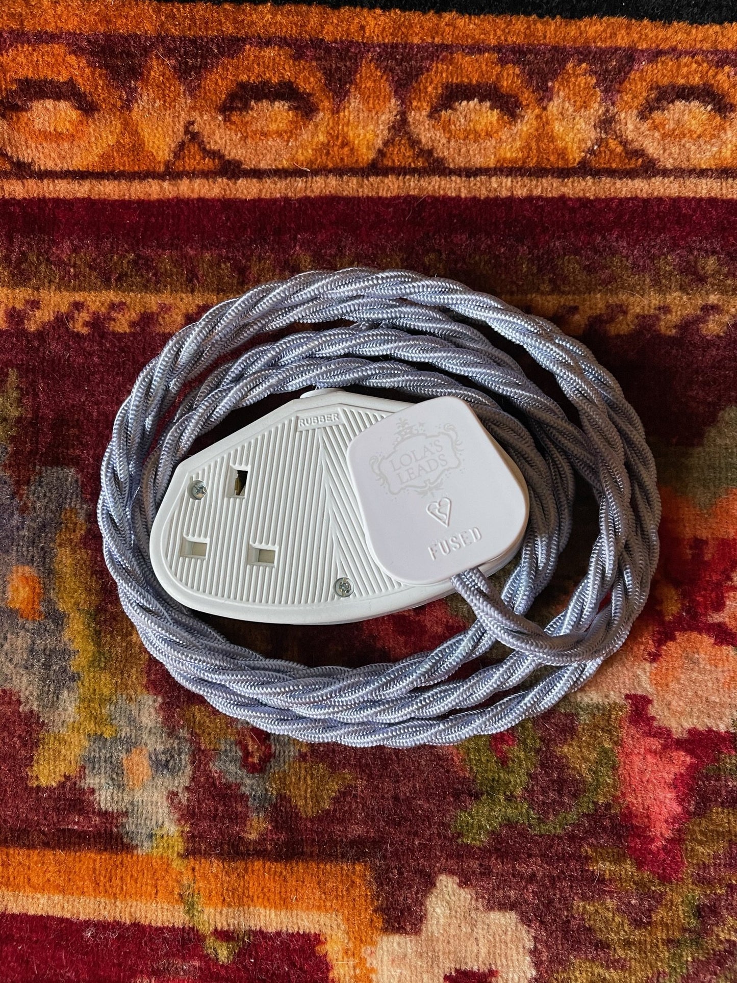 Lola's Leads - Ice Grey 2m | Coloured Fabric Extension Cable