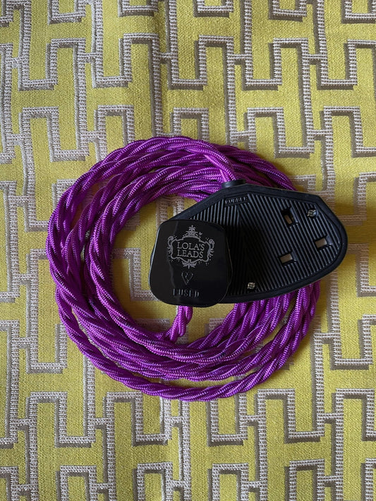 Lola's Leads - Ultraviolet 3m | Coloured Fabric Extension Cable