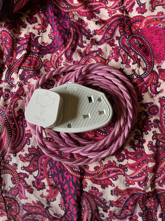 Lola's Leads - Ice Pink 2m | Coloured Fabric Extension Cable
