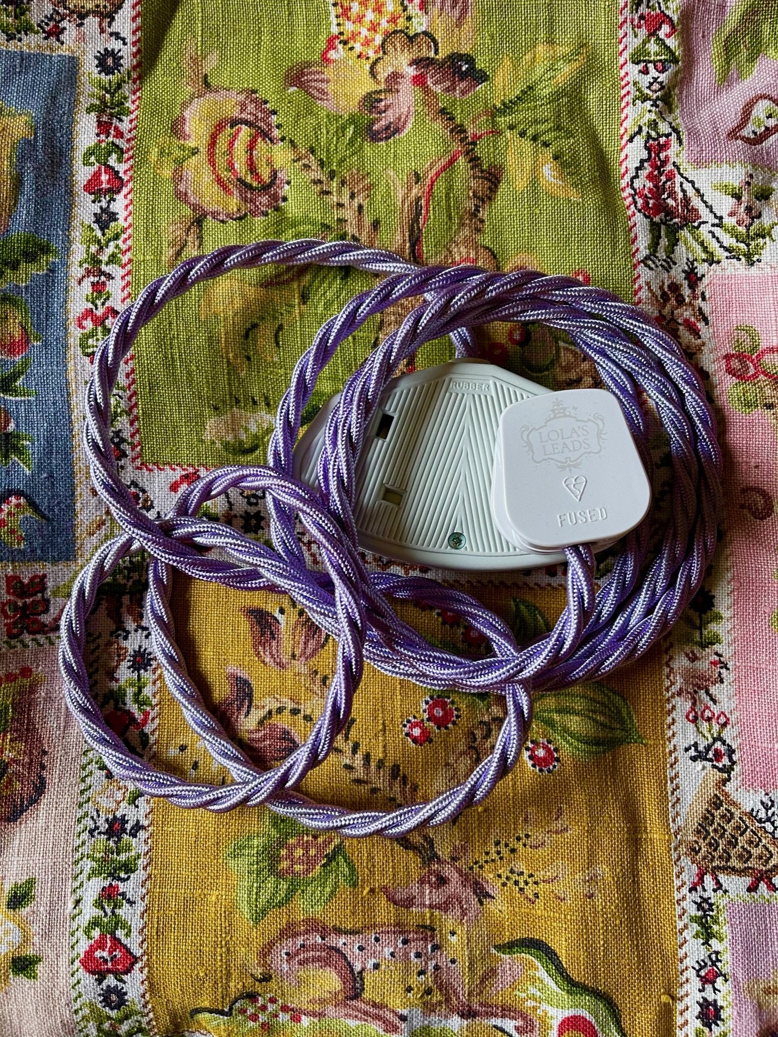 Lola's Leads - Pale Lavender 2m | Coloured Fabric Extension Cable