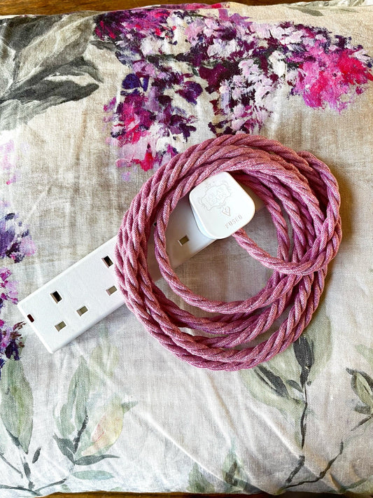 Lola's Leads - Plum Posset Linen + White 3m 4 Gang